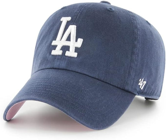 '47 Los Angeles Dodgers Ballpark Clean Up Dad Hat Baseball Cap (Navy/White/Pink)…