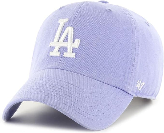 47 Los Angeles Dodgers Hat Mens Womens Clean Up Adjustable Cap, Lavender/Light Purple
