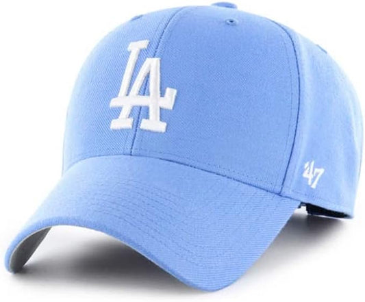 47 Los Angeles Dodgers Hat Mens Womens MVP Adjustable Cap, Periwinkle Blue, White Logo…