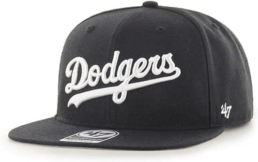 '47 Los Angeles Dodgers Hat Mens Womens Adjustable Baseball Cap, Dodgers Script Logo, Structured Fit, Black/White, One Size…