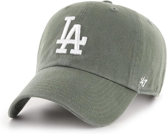 '47 Los Angeles LA Dodgers Clean Up Adjustable Hat - Moss Green/White, Unisex, Adult - MLB Baseball Cap