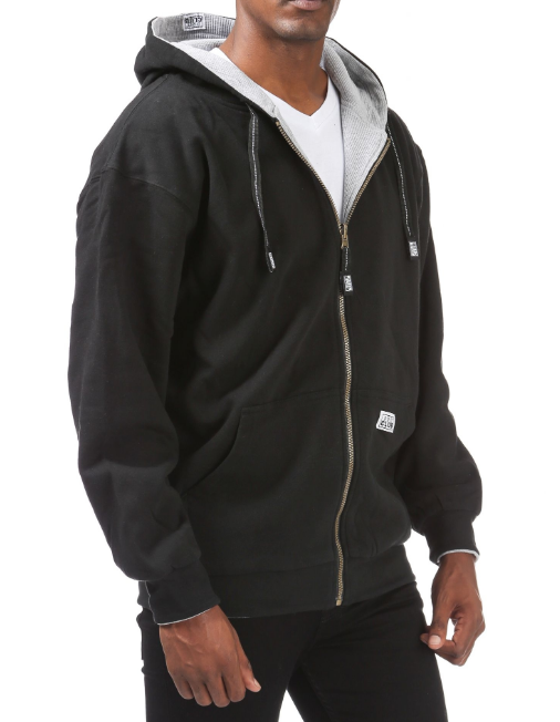 Pro Club Men's Full Zip Reversible Fleece and Thermal Hoodie