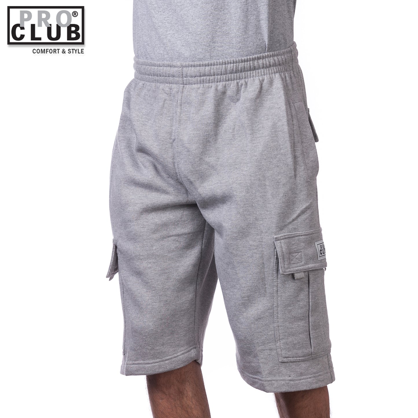 Pro Club Men's Fleece Cargo Shorts Pants Heather Gray