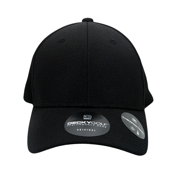 Golf Pique Pattern Adjustable Low Crown Structured Caps Black