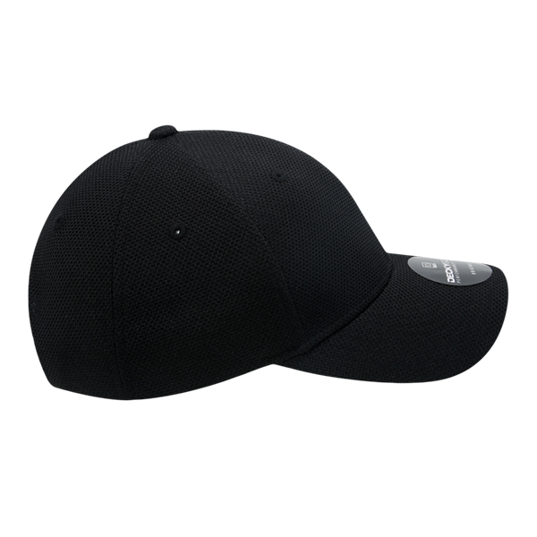 Golf Pique Pattern Adjustable Low Crown Structured Caps Black