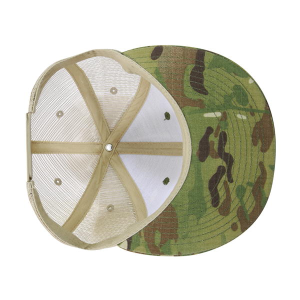 High Crown Multi Camo Trucker Snapback Cap, Camo/Khaki Adjustable Hat