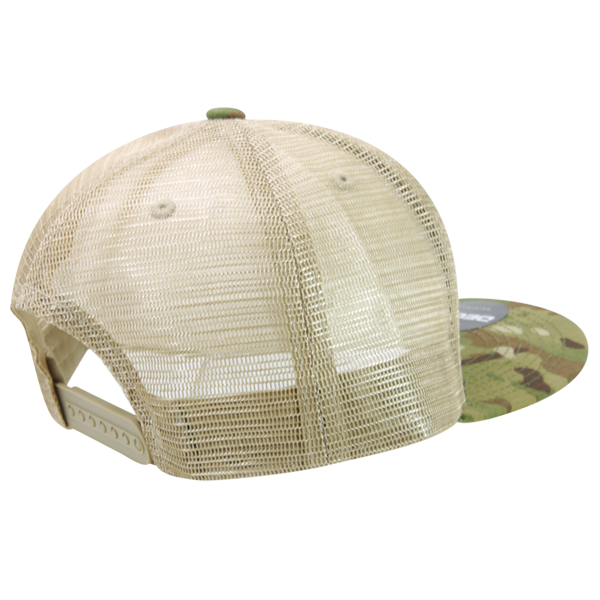High Crown Multi Camo Trucker Snapback Cap, Camo/Khaki Adjustable Hat