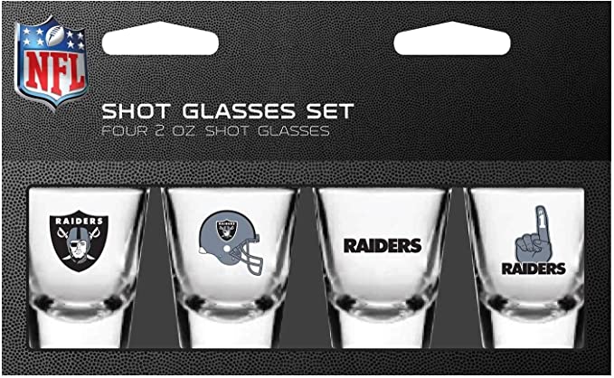 Las Vegas Raiders Shot Glasses Set Four 2oz