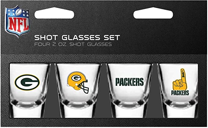 Green Bay Packers Shot Glasses Set Four 2oz