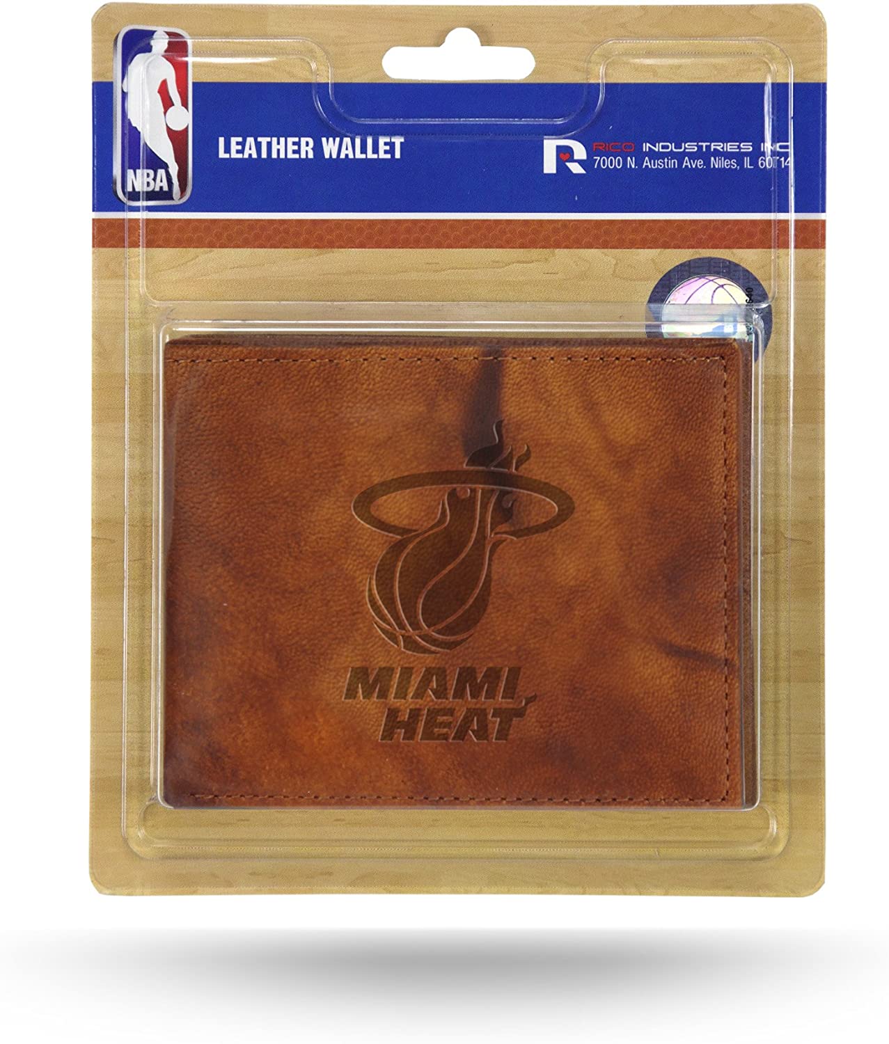 Miami Heat Embossed Leather Bi-fold Wallet Brown