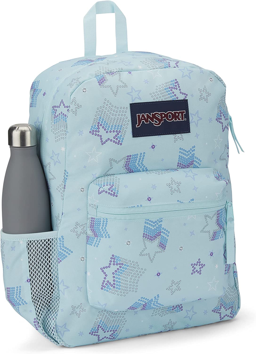 JanSport Cross Town, Sparkle Stars, One Size Blue School Backpack