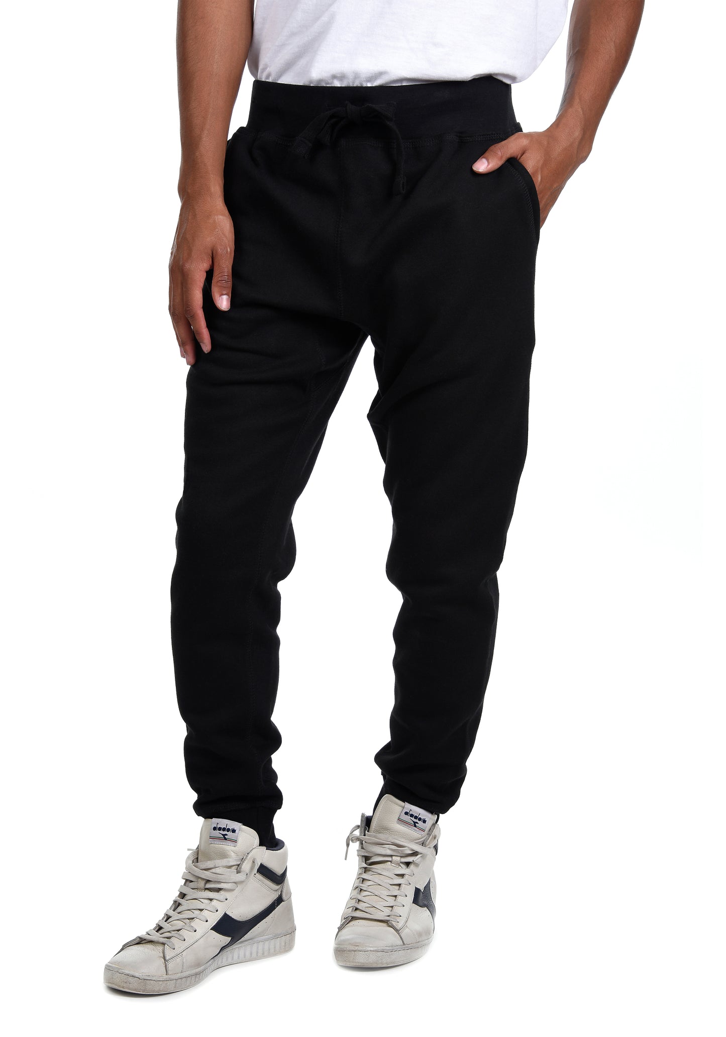 Unisex Active Fleece Premium Jogger Pants Casual Urban Basic Tapered fit BLACK