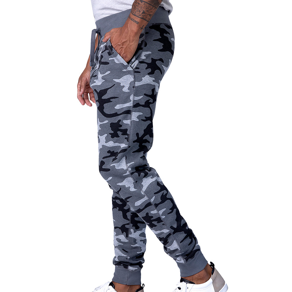 Unisex Premium Fleece Jogger Pants Gray (Riverstone Camo)