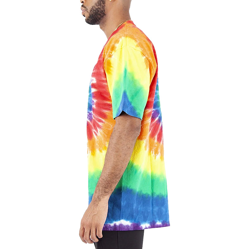 Men's MAX Heavyweight oversized TIE DYE T-SHIRT Rainbow