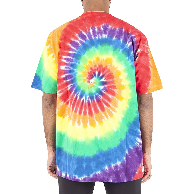 Men's MAX Heavyweight oversized TIE DYE T-SHIRT Rainbow