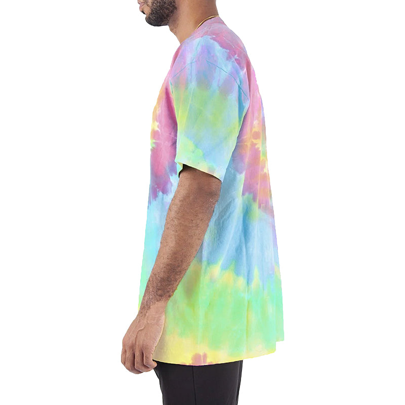Men's MAX Heavyweight oversized TIE DYE T-SHIRT Sherbet Rainbow