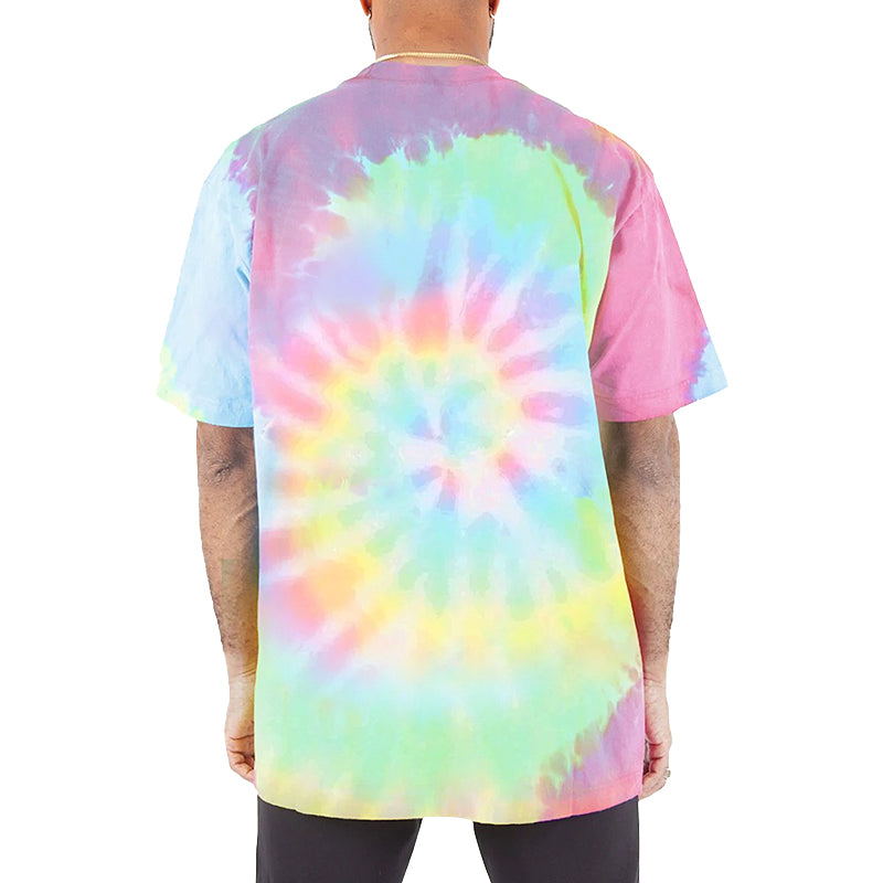 Men's MAX Heavyweight oversized TIE DYE T-SHIRT Sherbet Rainbow
