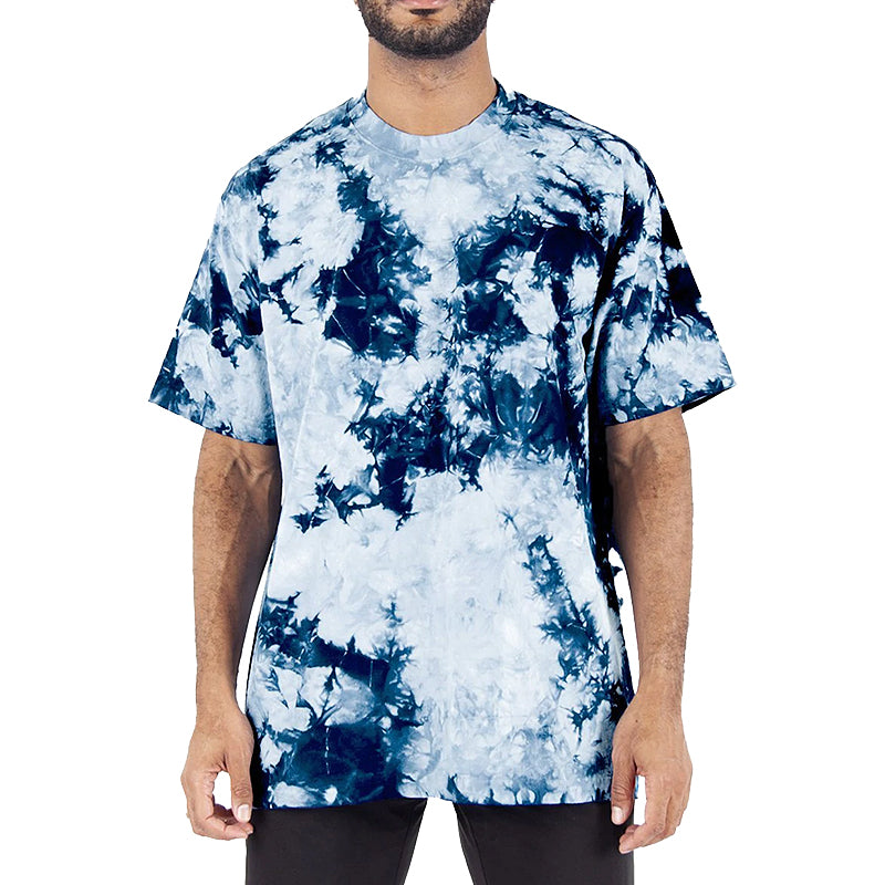 Men's MAX Heavyweight oversized TIE DYE T-SHIRT Navy and White