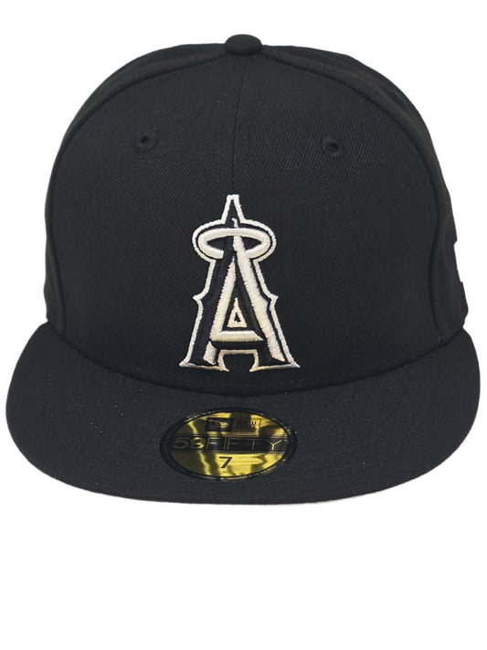 Anaheim Angels New Era 59FIFTY Black and White Fitted Hat Authentic Collection