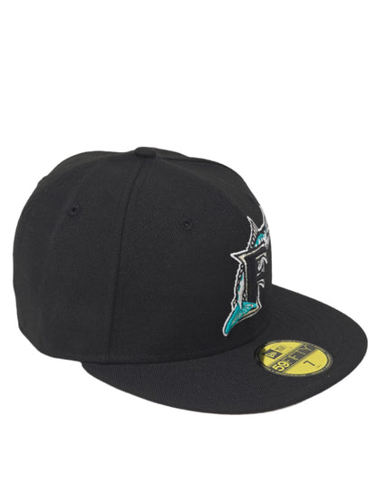 Florida Marlins New Era 59FIFTY Black Fitted Hat Authentic Collection