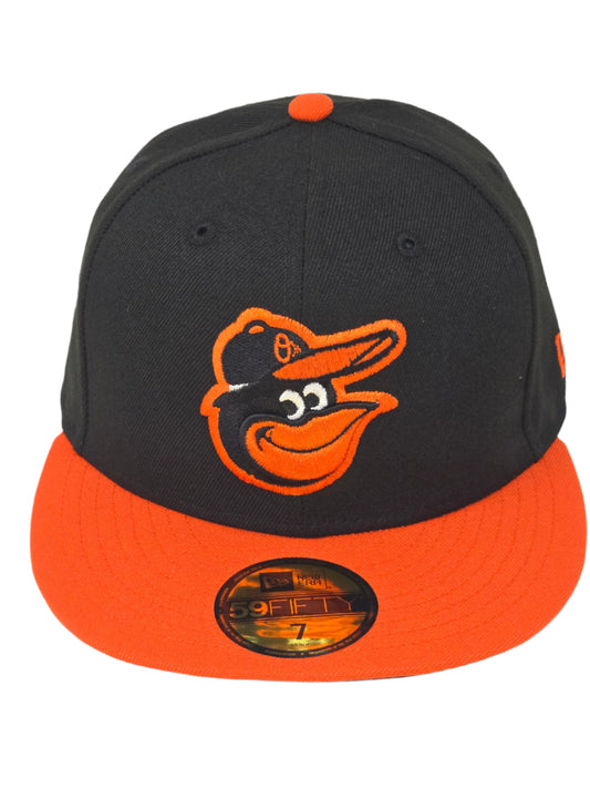 Baltimore Orioles Mascot Logo New Era Fitted Black and Orange Baseball Cap 59FIFTY