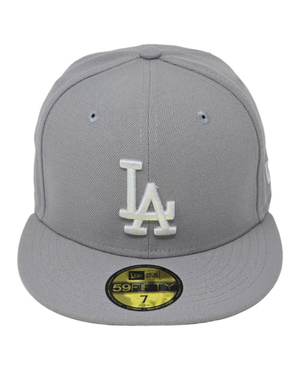 Los Angeles Dodgers White Logo New Era Fitted Gray Baseball Cap 59FIFTY