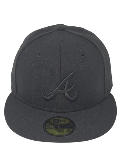 Atlanta Braves Blackout New Era Fitted Black Baseball Cap 59FIFTY