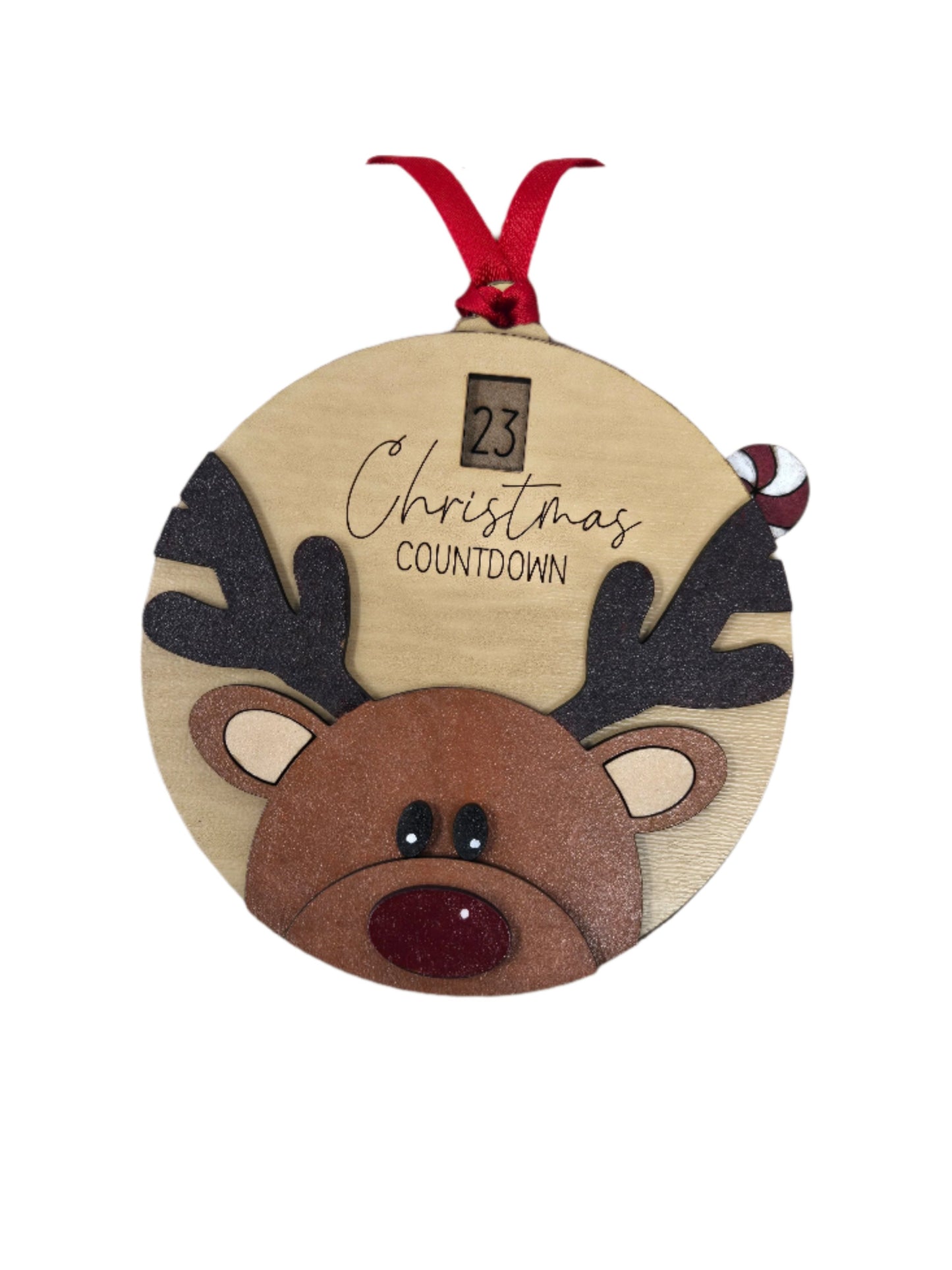 Handcrafted Reindeer Christmas Countdown Ornament Made in USA