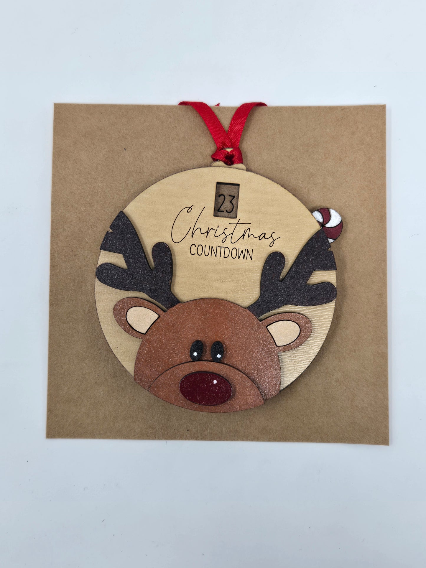 Handcrafted Reindeer Christmas Countdown Ornament Made in USA