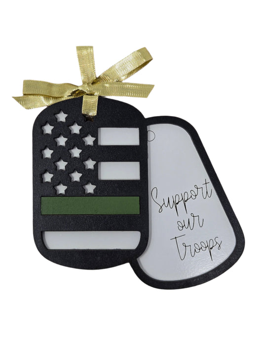 Support Our Troops Ornament - Patriotic Christmas Tribute US - Made in USA