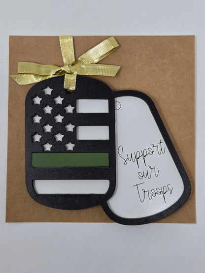 Support Our Troops Ornament - Patriotic Christmas Tribute US - Made in USA