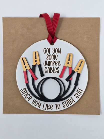 Jumper Cables Wooden Ornament – A Heartfelt Christmas Keepsake - Made in USA