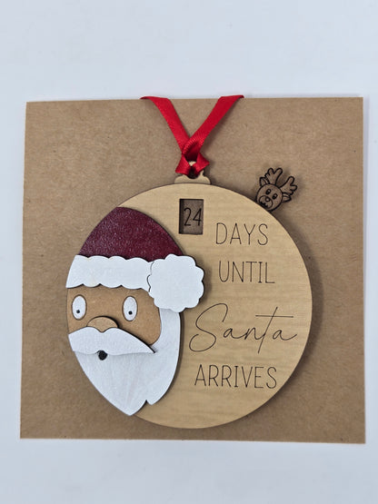 Handcrafted Santa Christmas Countdown Ornament Made in USA