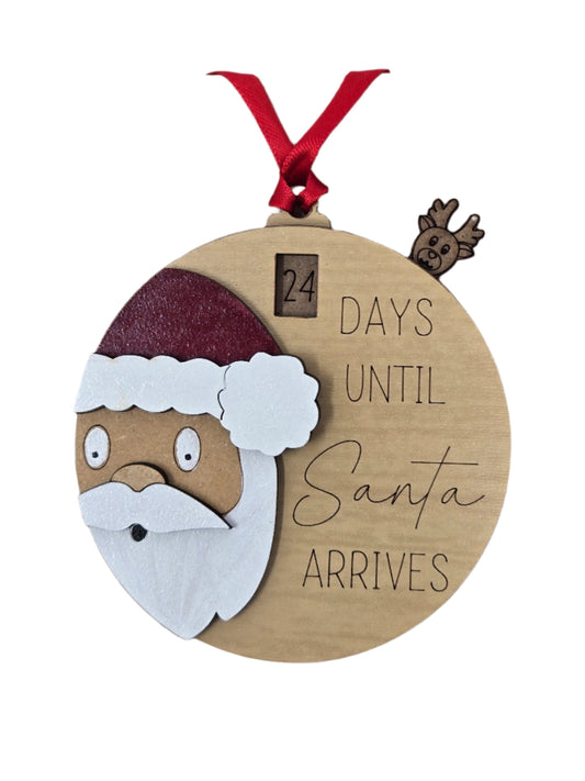 Handcrafted Santa Christmas Countdown Ornament Made in USA