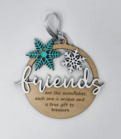 Friends Are Like Snowflakes Ornament - A Heartfelt Holiday Gift - Made in USA