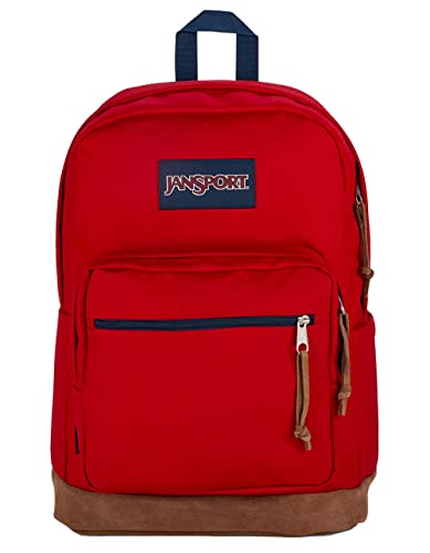 JanSport Right Pack Backpack - Travel, Work, or Laptop Bookbag with Leather Bottom, Red Tape…