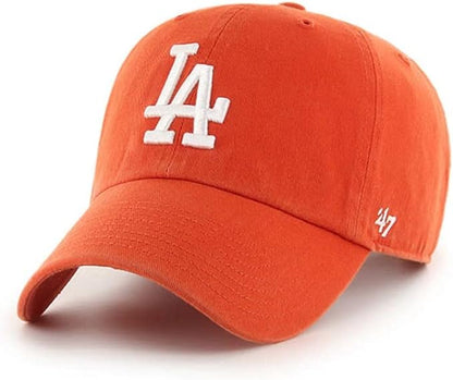 47 Los Angeles Dodgers Hat (LA Dodgers) Mens Womens Clean Up Adjustable Baseball Cap, Orange, One Size…