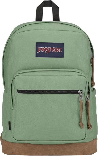 JanSport Right Pack Backpack - Class, Travel, Work, or Laptop Bookbag with Leather Bottom, Loden Frost