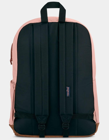 JanSport Right Pack Backpack - Travel, Work, or Laptop Bookbag with Suede Leather Bottom with Water Bottle Pocket, Misty Rose