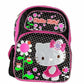 Hello Kitty Flowers Black/Pink Large Girls School Backpack 16"