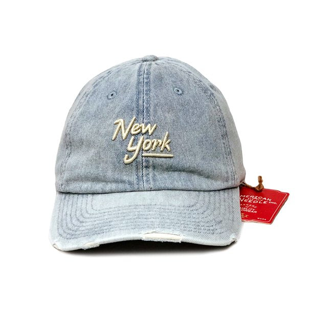 American Needle New York Round Up Light Blue Denim Cotton Baseball Cap Dad Hat