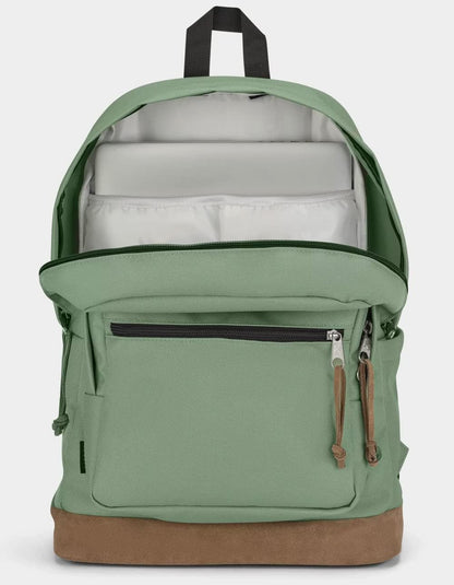 JanSport Right Pack Backpack - Class, Travel, Work, or Laptop Bookbag with Leather Bottom, Loden Frost