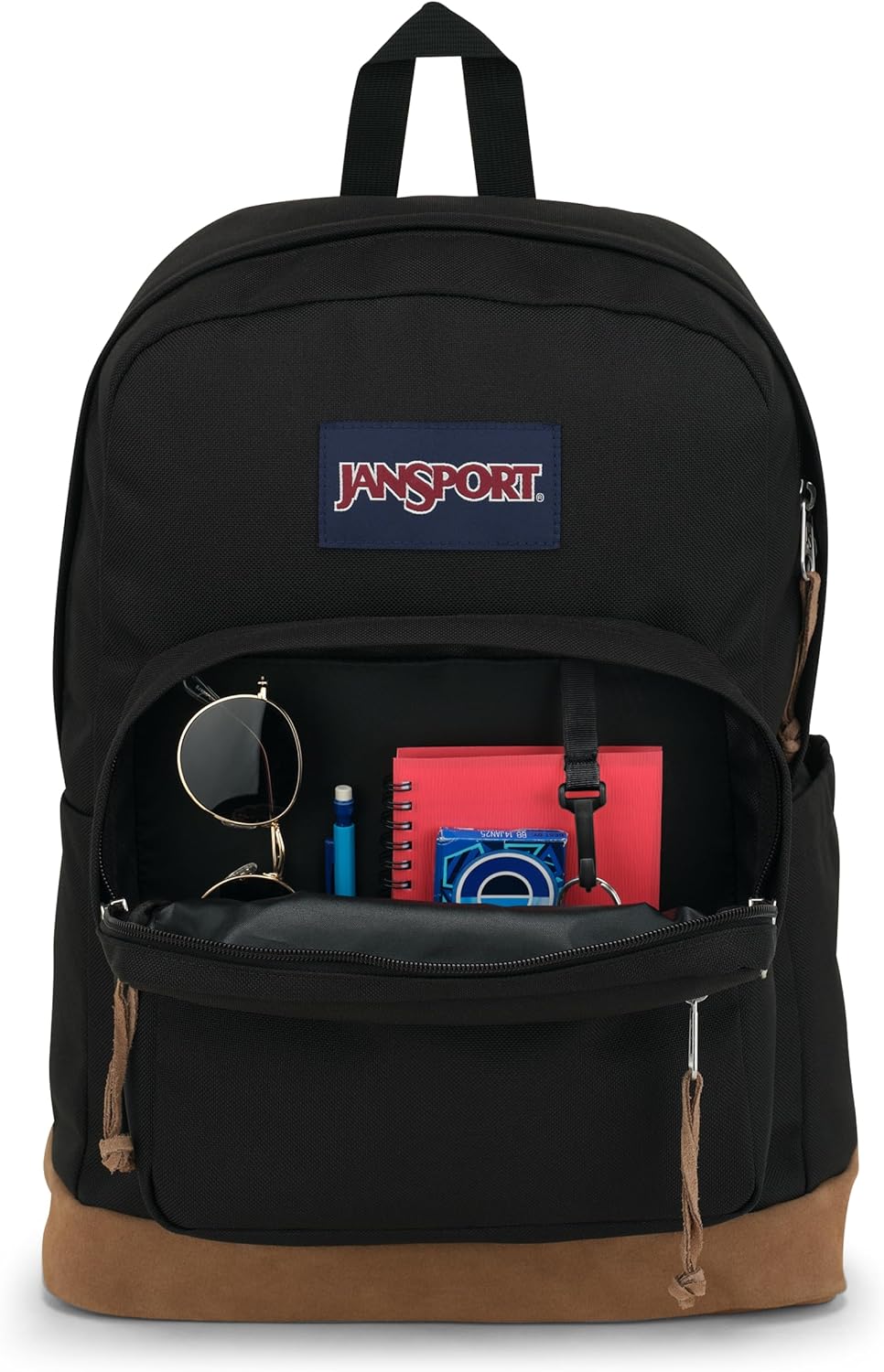 JanSport Right Pack Backpack - Travel, Work, or Laptop Bookbag with Leather Bottom, Black…
