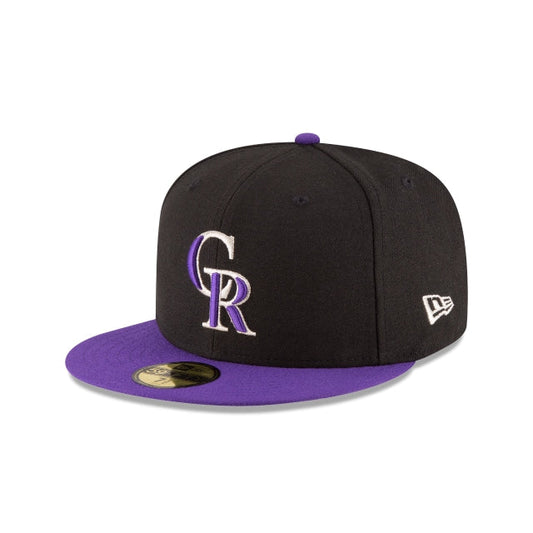 뉴에라 59FIFTY MLB 콜로라도 로키스 어센틱 컬렉션 필드 장착 모자 블랙