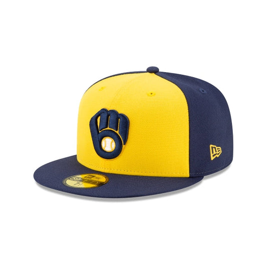 뉴에라 59FIFTY MLB 밀워키 브루어스 어센틱 컬렉션 현장 착용 모자 네이비
