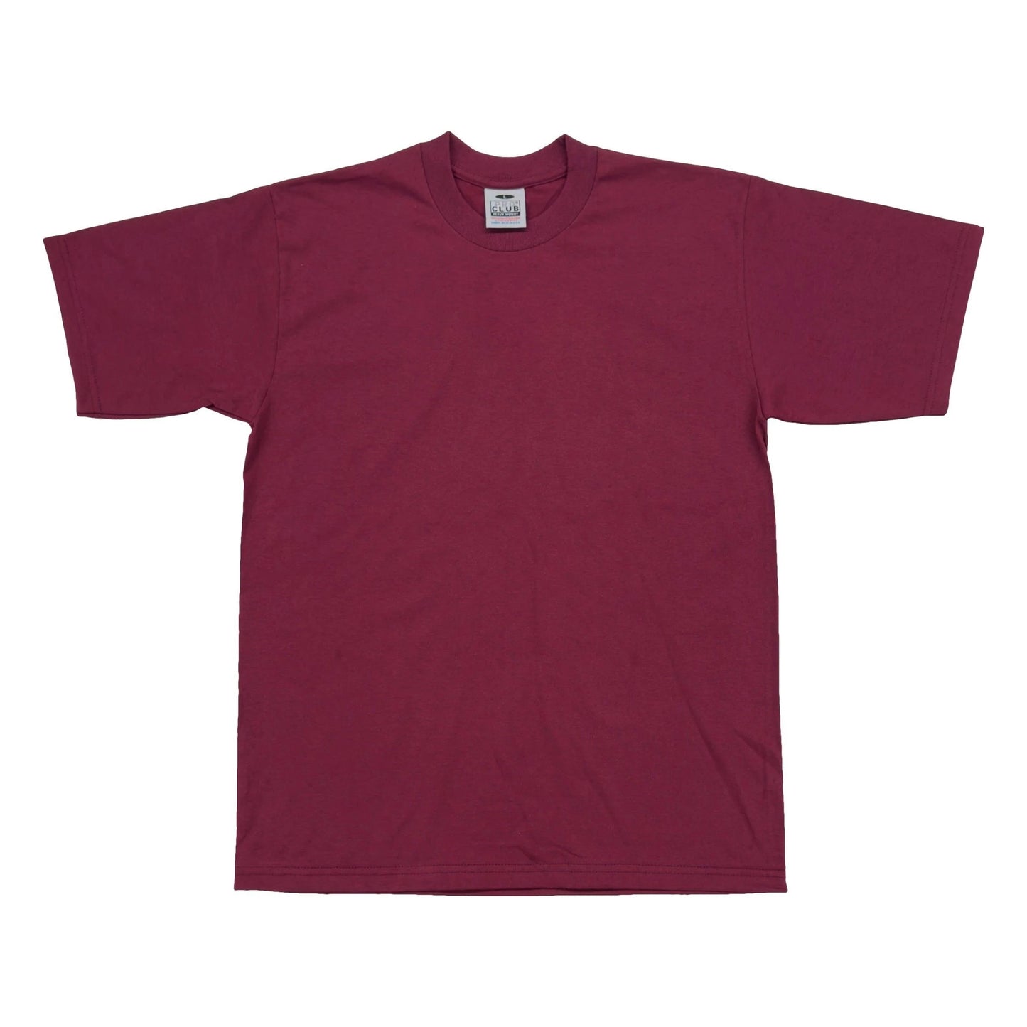 Pro Club Men's Heavyweight Cotton Short Sleeve Crew Neck T-Shirt - Burgundy - Singles