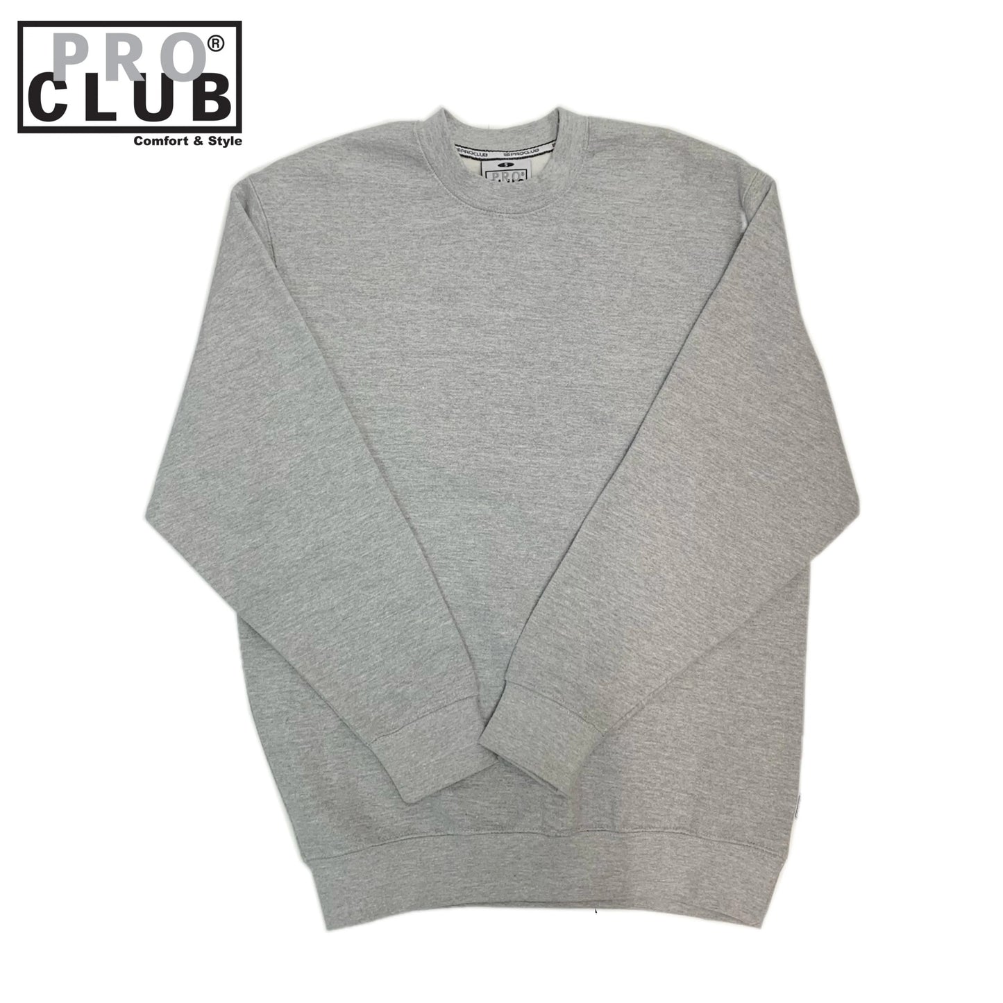 Pro Club Men's Heavyweight Crew Neck Fleece Pullover Sweater S to 5XL - Heather Grey