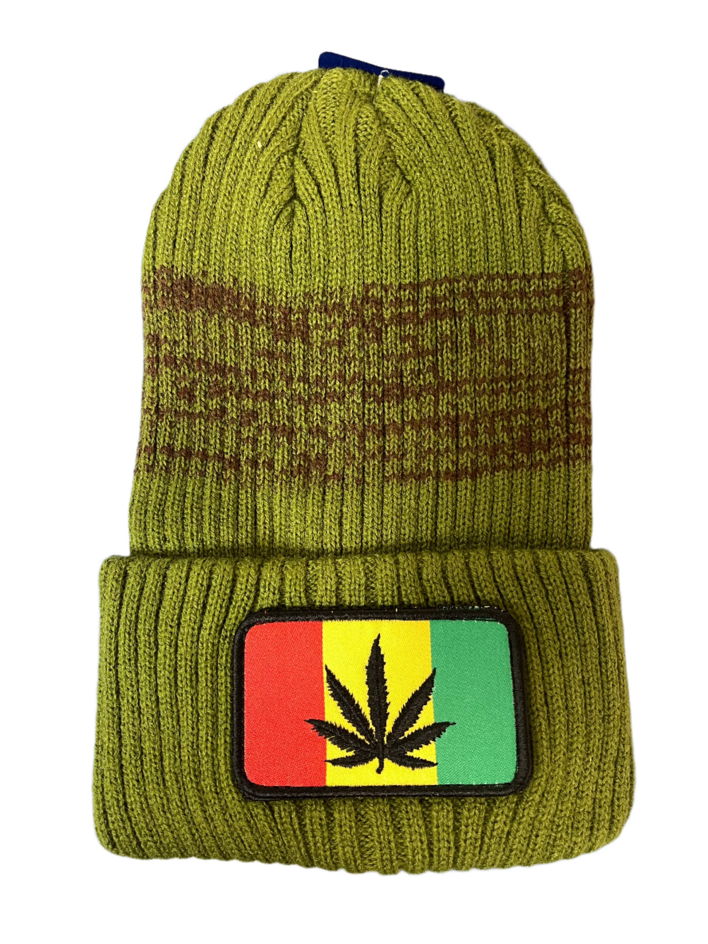 Cannabis Leaf Patch Knit Beanie