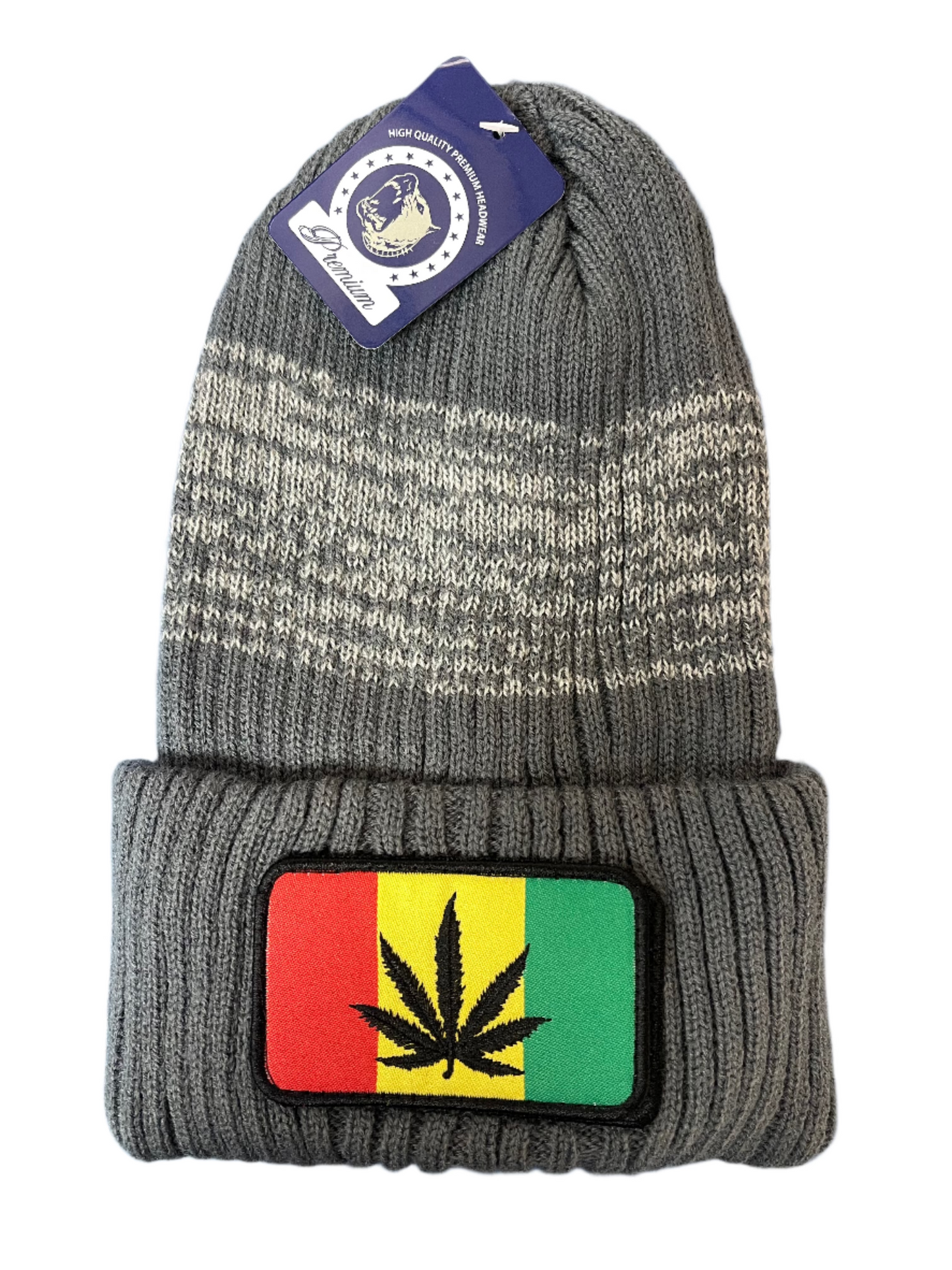 Cannabis Leaf Patch Knit Beanie