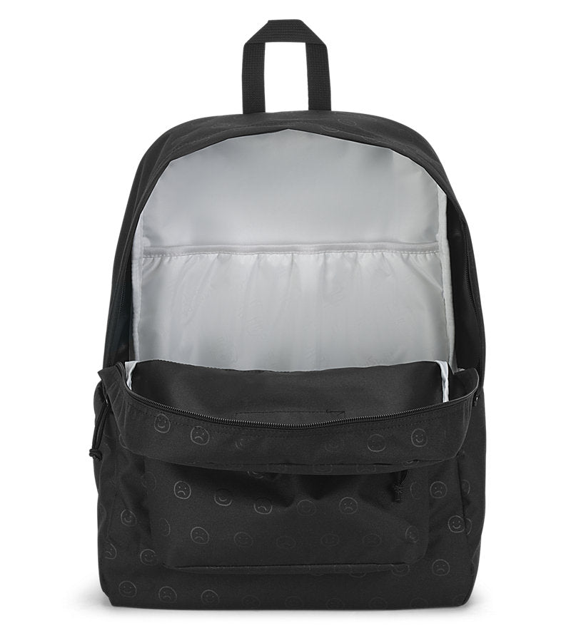 Jansport Backpack Superbreak Plus Happy And Sad Black